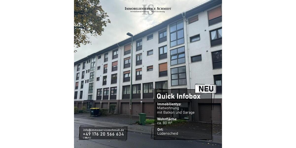 Etagenwohnung Lüdenscheid Staberg - 3 Zimmer, 80 m&sup2;, 720&euro; | Angebot:25584444