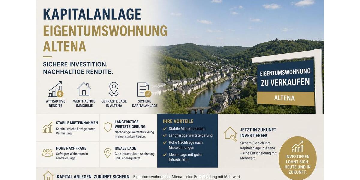 Etagenwohnung Altena - 2 Zimmer, 51 m&sup2;, 65.000&euro; | Angebot:26297575