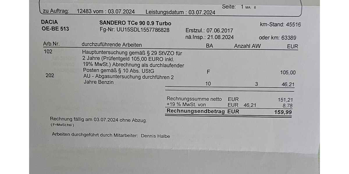 Dacia Sandero 45.800 km 7.800 &euro; Attendorn 57439