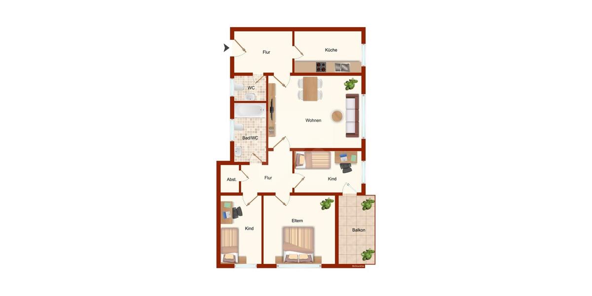 Etagenwohnung Meinerzhagen - 4 Zimmer, 84 m&sup2;, 630&euro; | Angebot:24976944