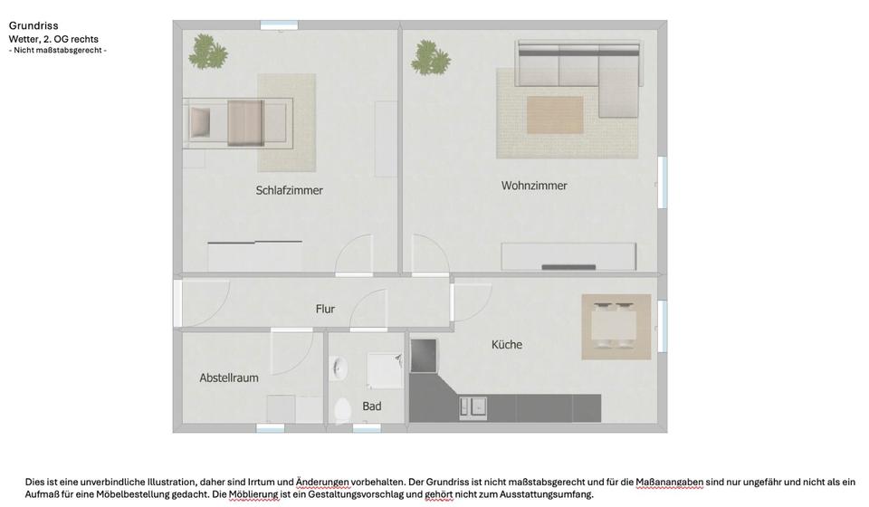 Etagenwohnung Wetter (Ruhr) - 3.5 Zimmer, 55 m&sup2;, 467&euro; | Angebot:25975004