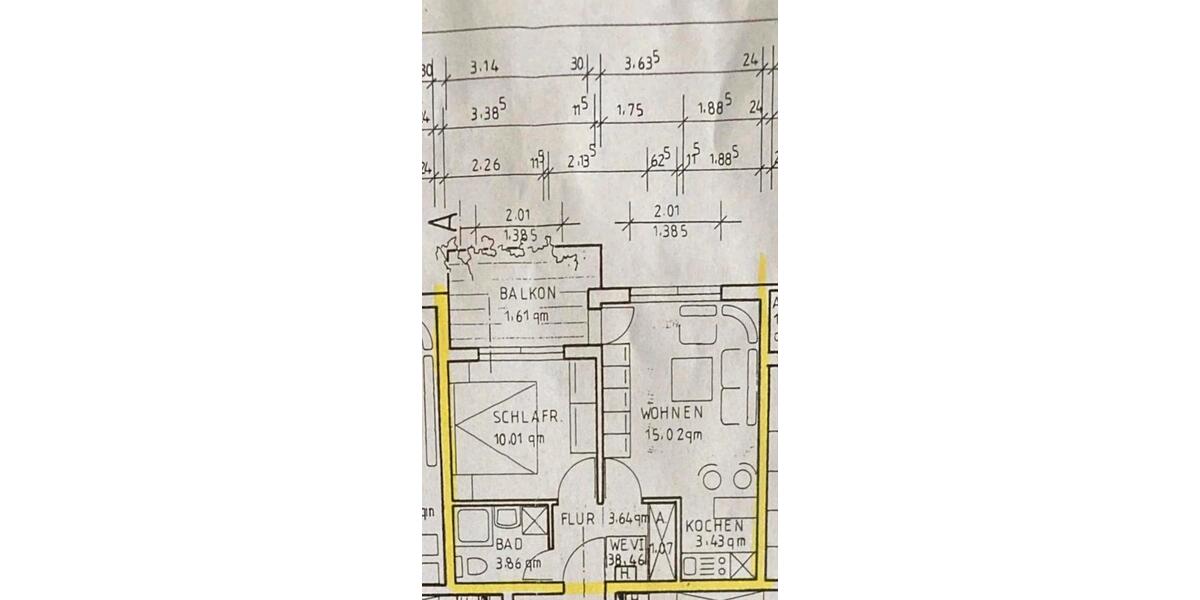 Etagenwohnung Iserlohn Gerlingsen - 2 Zimmer, 39 m&sup2;, 460&euro; | Angebot:26624760