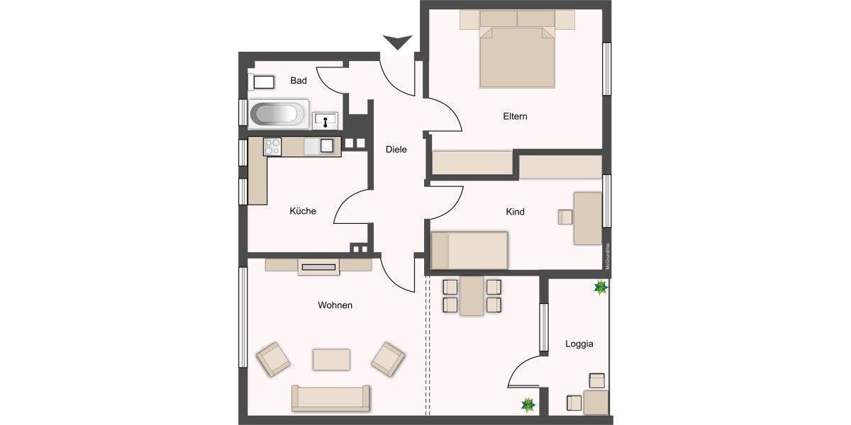 Etagenwohnung Lüdenscheid Staberg - 3 Zimmer, 72 m&sup2;, 422&euro; | Angebot:25257003