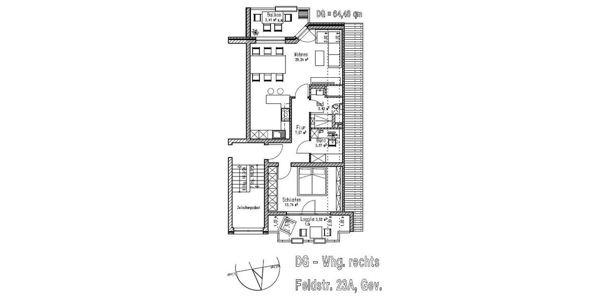 Dachgeschoßwohnung Gevelsberg - 2.5 Zimmer, 62 m&sup2;, 162.500&euro; | Angebot:26763382